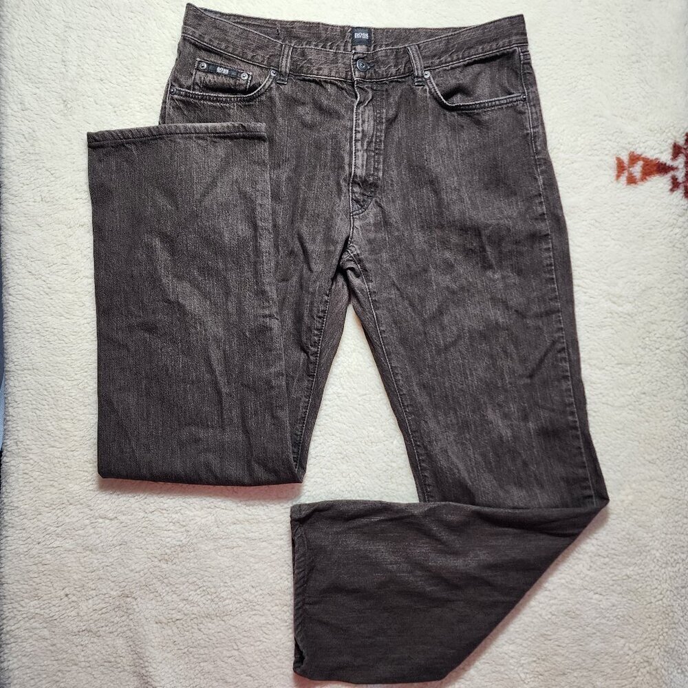 Hugo Boss Texas Jeans Relaxed Straight Leg Dark Brown 38x36 (35x33) Mid Rise